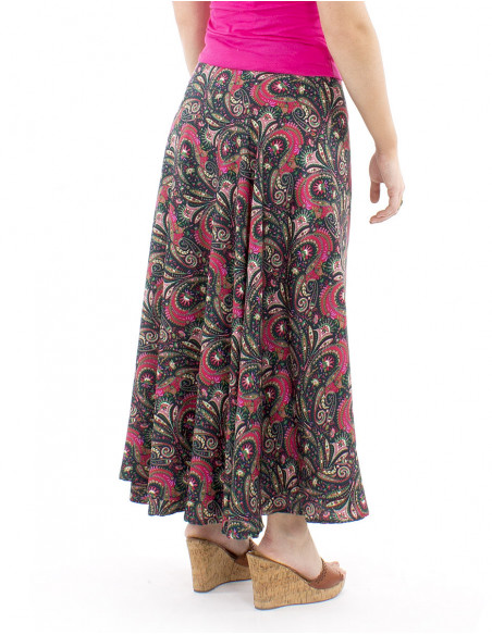 Jupe longue portefeuille motif indien
