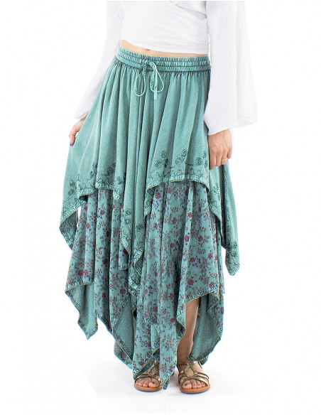 Medieval long embroidered skirt overlays