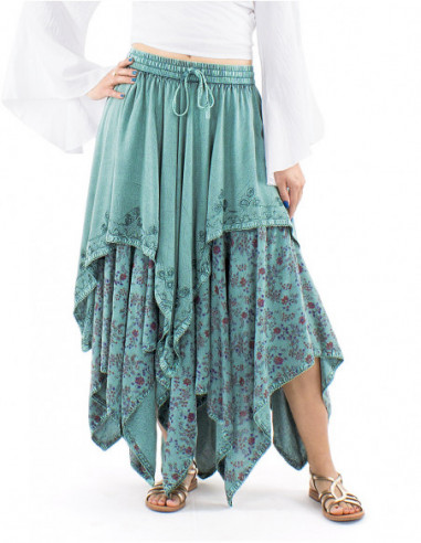 Medieval long embroidered skirt overlays