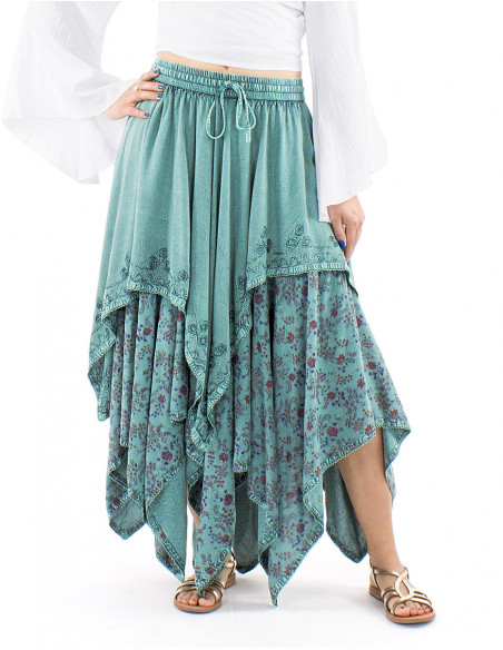 Medieval long embroidered skirt overlays
