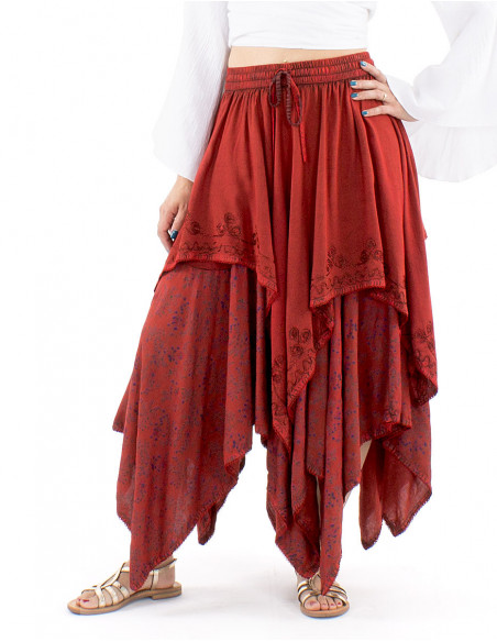 Medieval long embroidered skirt overlays