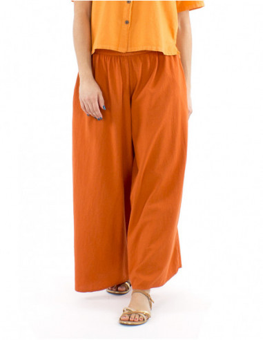 Pantalon large en coton basique uni