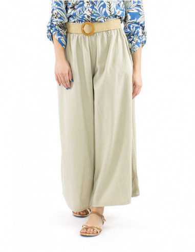 Plain Basic Cotton Wide Pants