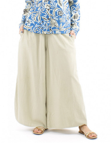 Pantalon large en coton basique uni