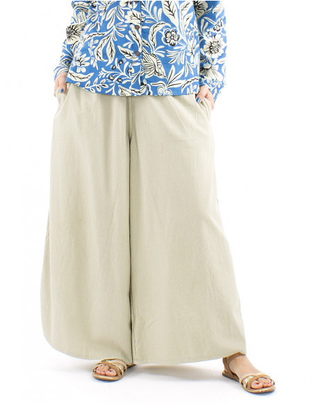 Plain Basic Cotton Wide Pants