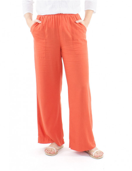 Classic cut pants with linen