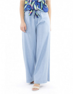 Wide leg denim pants with belt 2