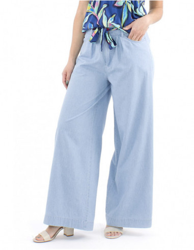 Jean wide leg avec ceinture tissu