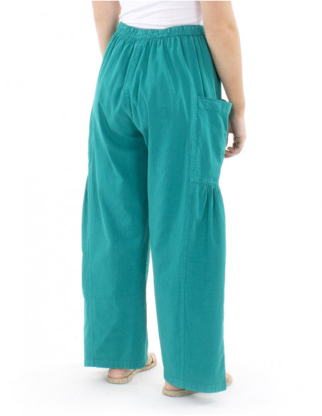Boho cotton pants pockets and gathers