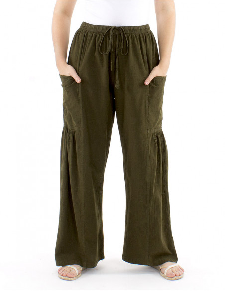 Boho cotton pants pockets and gathers