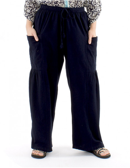 Boho cotton pants pockets and gathers