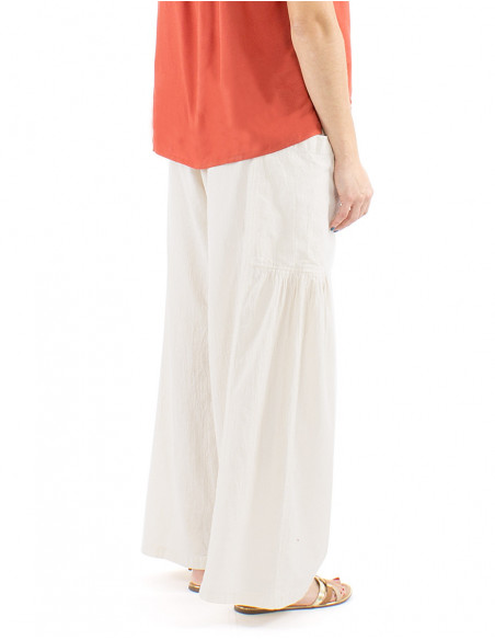 Pantalon bohème coton poches et fronces