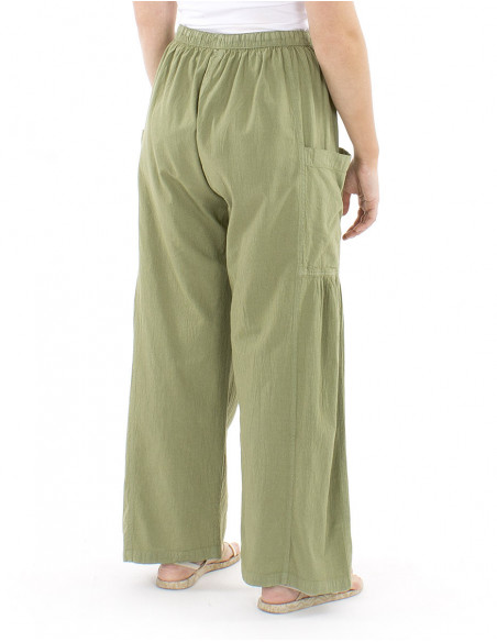 Boho cotton pants pockets and gathers