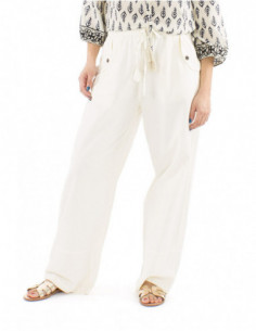 Pantalon bohème coton poches à revers 2