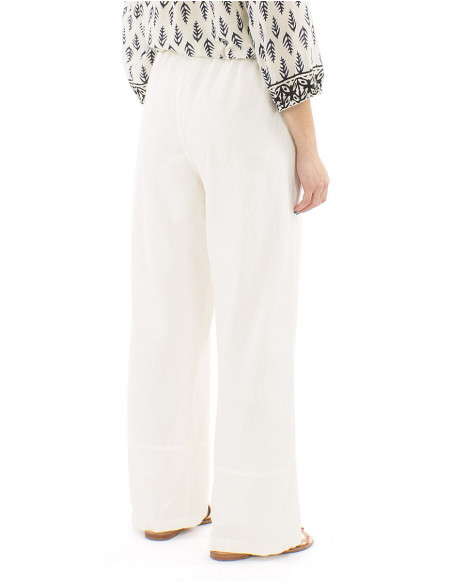 Pantalon bohème coton poches à revers