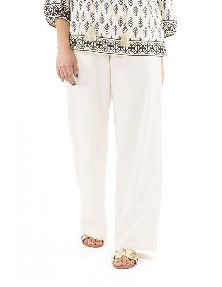 Pantalon bohème coton poches à revers