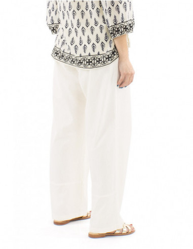 Pantalon bohème coton poches à revers
