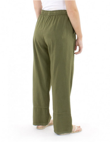 Pantalon bohème coton poches à revers