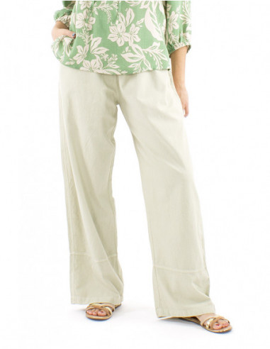 Pantalon bohème coton poches à revers