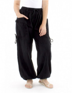 Pantalon coton large poches et liens 2
