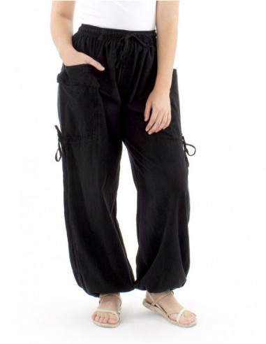 Large cotton pants pockets and laces