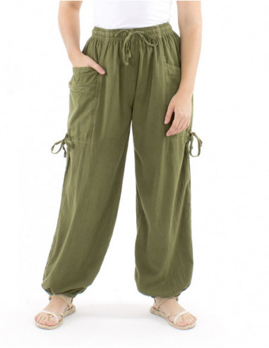 Large cotton pants pockets and laces