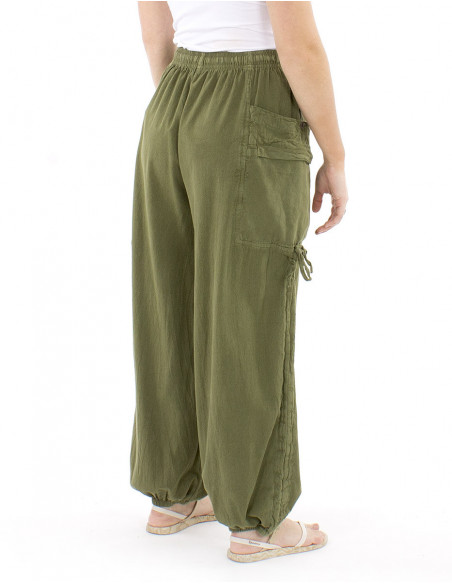 Large cotton pants pockets and laces