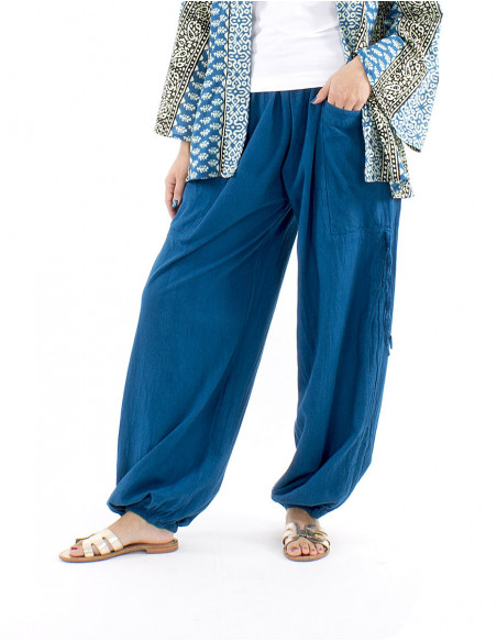 Large cotton pants pockets and laces