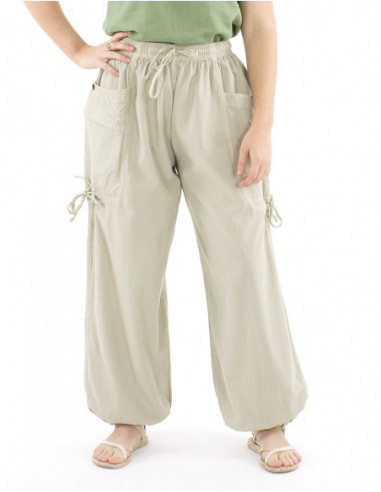 Large cotton pants pockets and laces