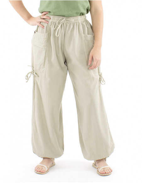 Large cotton pants pockets and laces