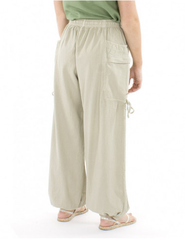 Pantalon coton large poches et liens