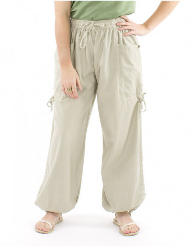 Large cotton pants pockets and laces