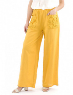 Pantalon bohème chic avec dentelle 2