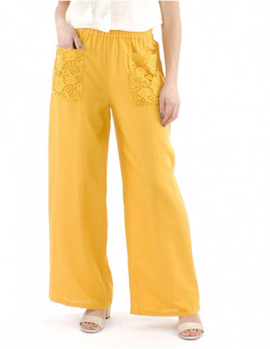 Pantalon bohème chic avec dentelle