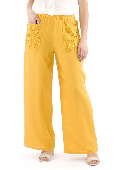 Pantalon bohème chic avec dentelle