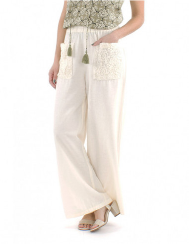 Pantalon bohème chic avec dentelle