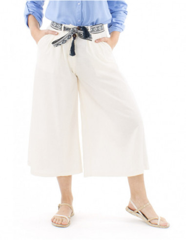 Pantalon jupe-culotte ceinture bohème