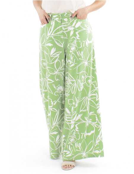 Wide leg pants boho flowery print