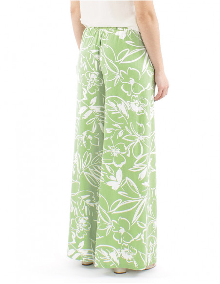 Wide leg pants boho flowery print