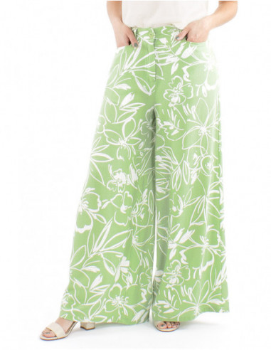 Wide leg pants boho flowery print