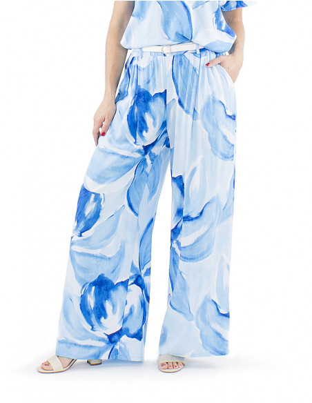 Palazzo fluid pants orchid pattern