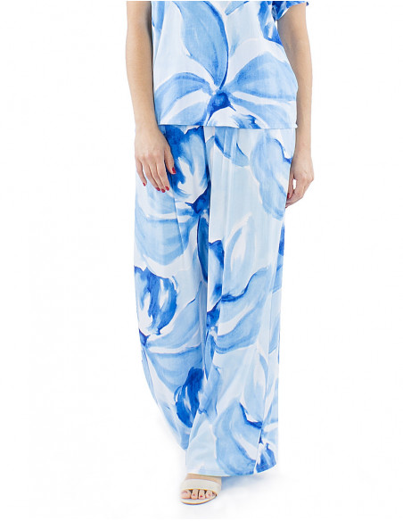 Palazzo fluid pants orchid pattern