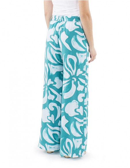 Pantalon palazzo motif ethnique coloré