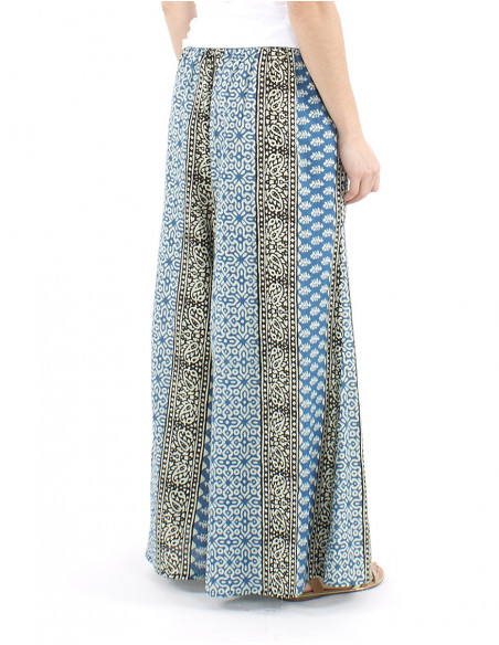 Pantalon coton extra large bleu batiks indiens