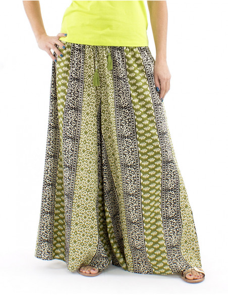 Oversized cotton pants ethnic pattern