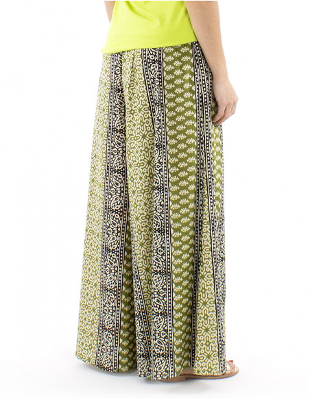 Pantalon coton extra large vert mode ethnique