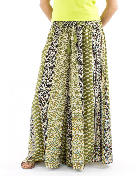 Pantalon coton extra large graphismes ethnique