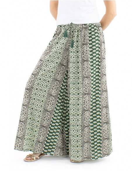 Oversized cotton pants ethnic pattern