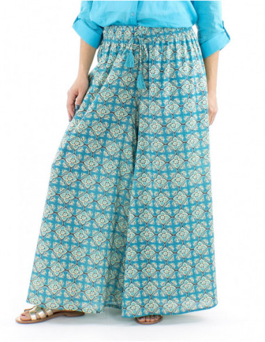 Pantalon ethnique coton turquoise extra large