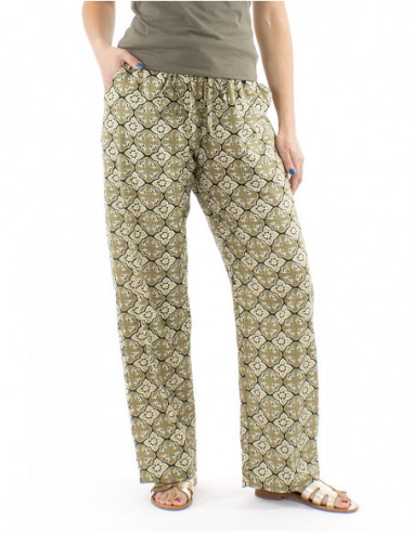 Cotton pants boho pattern ethnic style